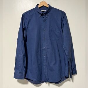 Grameen UNIQLO Men’s Button-Down Shirt Large – Navy Blue Micro Pattern
